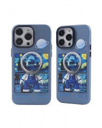 Newface iPhone 14 Pro Max Kılıf Prada Desenli Kapak - Prada Mavi - 1