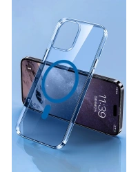 Newface iPhone 14 Pro Max Kılıf Tron Şeffaf Magsafe Kapak - Mavi