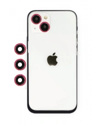 Newface iPhone 14 Shine Kamera Lens - Kırmızı