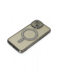 Newface iPhone 15 Kılıf Joke Simli Magneticsafe Kılıf - Gri