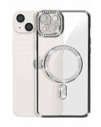 Newface iPhone 15 Kılıf Joke Simli Magneticsafe Kılıf - Siyah