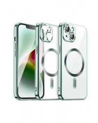 Newface iPhone 15 Kılıf Kross Magneticsafe Kapak - Açık Yeşil