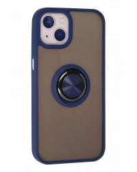 Newface iPhone 15 Kılıf Montreal Yüzüklü Silikon Kapak - Lacivert