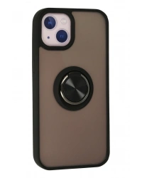 Newface iPhone 15 Kılıf Montreal Yüzüklü Silikon Kapak - Siyah