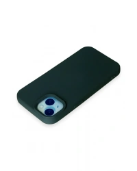 Newface iPhone 15 Kılıf Nano içi Kadife Silikon - Koyu Yeşil