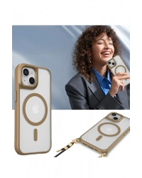 Newface iPhone 15 Plus Kılıf Enka Magsafe Silikon Kılıf - Desert