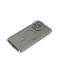 Newface iPhone 15 Pro Kılıf Joke Simli Magneticsafe Kılıf - Gri