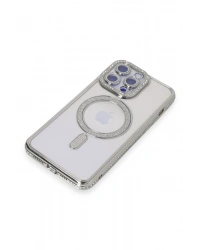 Newface iPhone 15 Pro Kılıf Joke Simli Magneticsafe Kılıf - Gümüş