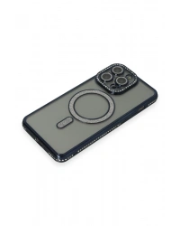 Newface iPhone 15 Pro Kılıf Joke Simli Magneticsafe Kılıf - Lacivert