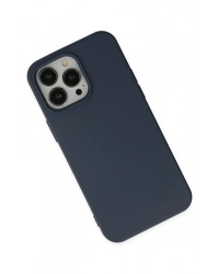 Newface iPhone 15 Pro Kılıf Nano içi Kadife Silikon - Lacivert