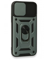 Newface iPhone 15 Pro Kılıf Pars Lens Yüzüklü Silikon - Yeşil