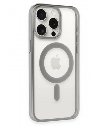 Newface iPhone 15 Pro Max Kılıf Erozi Magsafe Kapak - Gümüş