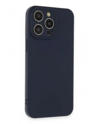 Newface iPhone 15 Pro Max Kılıf Nano içi Kadife Silikon - Lacivert