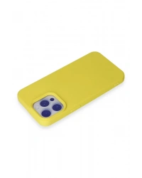 Newface iPhone 15 Pro Max Kılıf Nano içi Kadife Silikon - Sarı