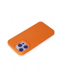 Newface iPhone 15 Pro Max Kılıf Nano içi Kadife Silikon - Turuncu