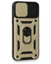 Newface iPhone 15 Pro Max Kılıf Pars Lens Yüzüklü Silikon - Gold