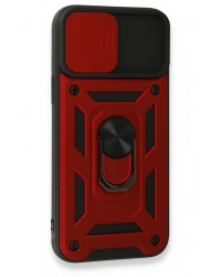 Newface iPhone 15 Pro Max Kılıf Pars Lens Yüzüklü Silikon - Kırmızı