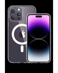 Newface iPhone 15 Pro Max Kılıf Tron Şeffaf Magsafe Kapak - Şeffaf