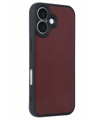 Newface iPhone 16 Kılıf Aras Deri Kapak - Bordo