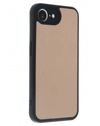 Newface iPhone 16E Kılıf Aras Deri Kapak - Pudra