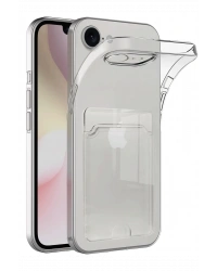Newface iPhone 16E Kılıf Kart Şeffaf Silikon - Şeffaf