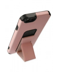 Newface iPhone 6 Kılıf Mega Standlı Silikon - Pudra