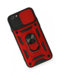 Newface iPhone 6 Kılıf Pars Lens Yüzüklü Silikon - Kırmızı