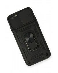 Newface iPhone 6 Kılıf Pars Lens Yüzüklü Silikon - Siyah