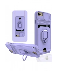 Newface iPhone 6 Kılıf Zuma Kartvizitli Yüzüklü Silikon - Lila
