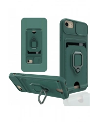 Newface iPhone 6 Kılıf Zuma Kartvizitli Yüzüklü Silikon - Yeşil