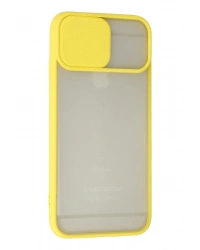 Newface iPhone 6 Plus Kılıf Palm Buzlu Kamera Sürgülü Silikon - Sarı