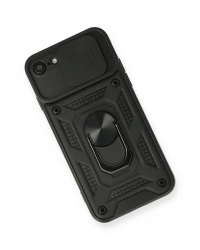 Newface iPhone 7 Kılıf Pars Lens Yüzüklü Silikon - Siyah