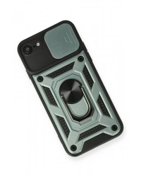 Newface iPhone 7 Kılıf Pars Lens Yüzüklü Silikon - Yeşil