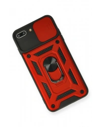 Newface iPhone 7 Plus Kılıf Pars Lens Yüzüklü Silikon - Kırmızı