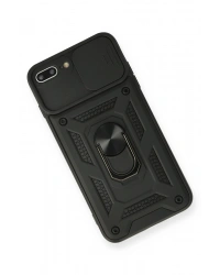 Newface iPhone 7 Plus Kılıf Pars Lens Yüzüklü Silikon - Siyah