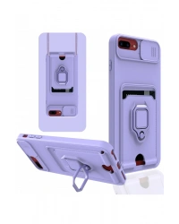 Newface iPhone 7 Plus Kılıf Zuma Kartvizitli Yüzüklü Silikon - Lila