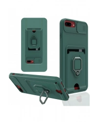 Newface iPhone 7 Plus Kılıf Zuma Kartvizitli Yüzüklü Silikon - Yeşil