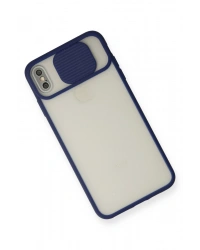 Newface iPhone X Kılıf Palm Buzlu Kamera Sürgülü Silikon - Lacivert