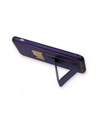 Newface iPhone XS Max Kılıf Coco Deri Standlı Kapak - Mor