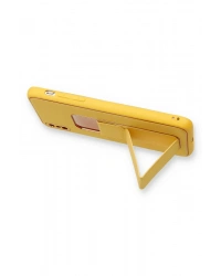 Newface iPhone XS Max Kılıf Coco Deri Standlı Kapak - Sarı