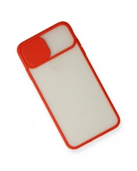 Newface iPhone XS Max Kılıf Palm Buzlu Kamera Sürgülü Silikon - Kırmızı