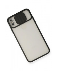 Newface iPhone XS Max Kılıf Palm Buzlu Kamera Sürgülü Silikon - Siyah