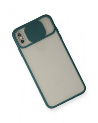 Newface iPhone XS Max Kılıf Palm Buzlu Kamera Sürgülü Silikon - Yeşil