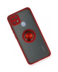 Newface Oppo A15 Kılıf Montreal Yüzüklü Silikon Kapak - Kırmızı