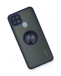 Newface Oppo A15 Kılıf Montreal Yüzüklü Silikon Kapak - Lacivert