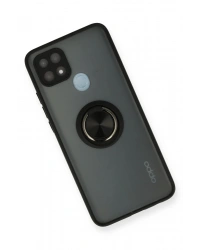 Newface Oppo A15 Kılıf Montreal Yüzüklü Silikon Kapak - Siyah