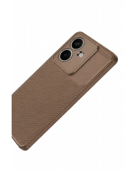 Newface Oppo A3 Kılıf Auto Focus Karbon Kapak - Kahverengi