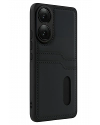 Newface Oppo A38 Sara Kartvizitli Deri Kılıf - Siyah