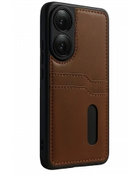 Newface Oppo A38 Sara Kartvizitli Deri Kılıf - Taba