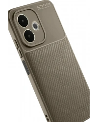 Newface Oppo A5 Pro 4G Kılıf Auto Focus Karbon Kapak - Kahverengi